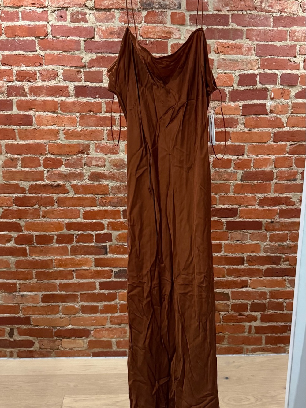 Good American Rust Brown Slip Maxi Dress